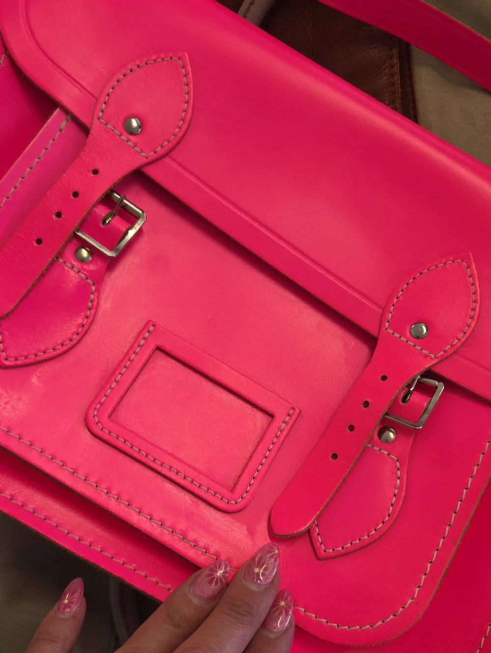 Cambridge Satchel Bag Neon Pink Bright Leather